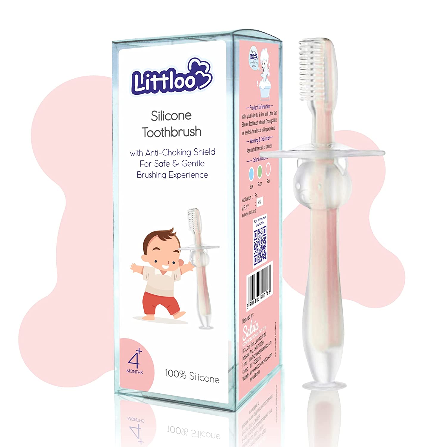 Silicone Toothbrush with Anti-Choking (Multicolour) - Littloo