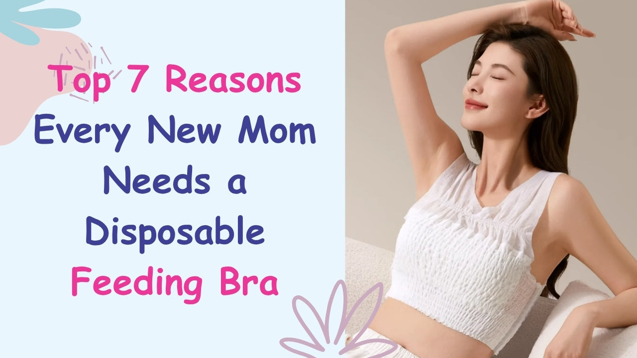 New mom wearing disposable nursing bra for breastfeeding