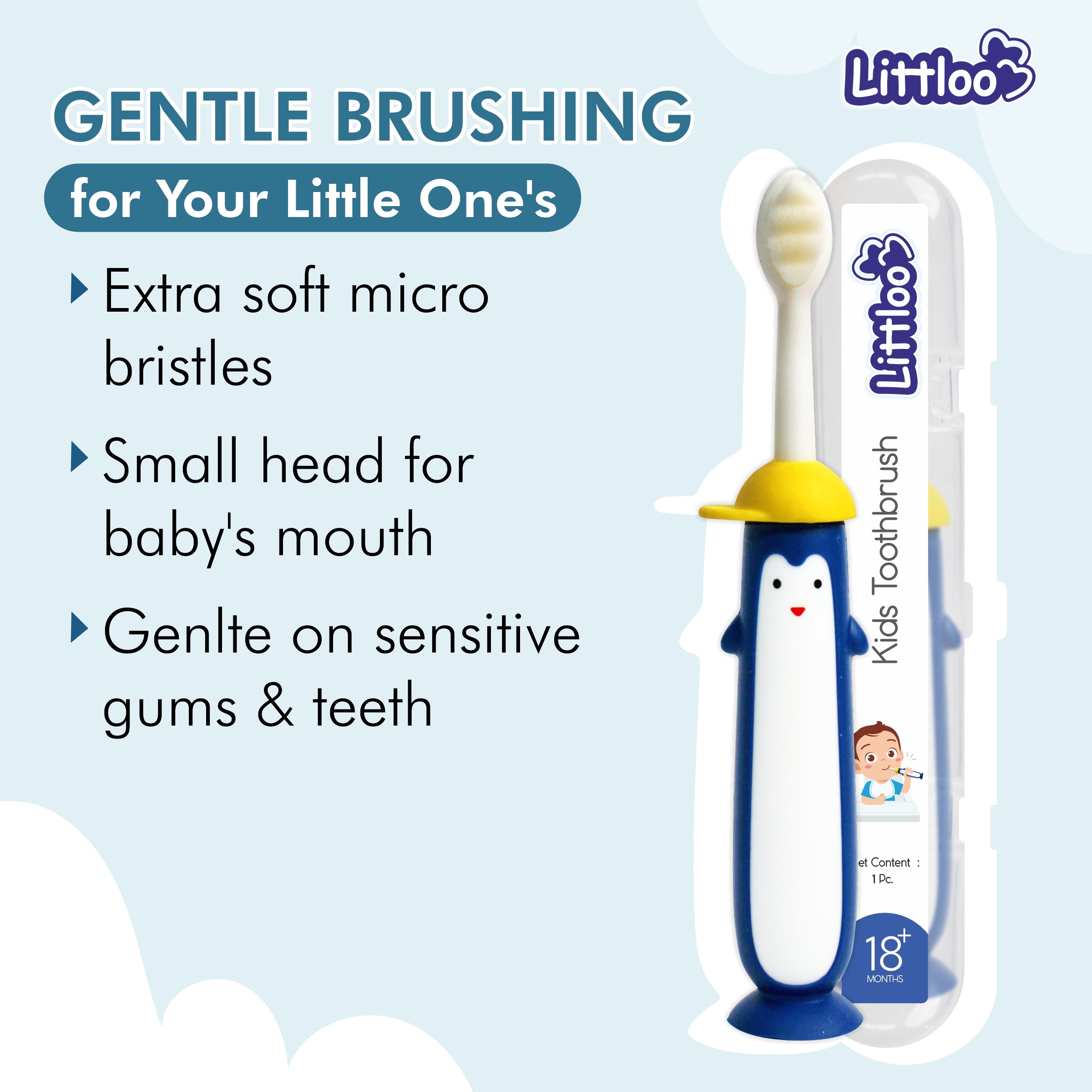 Littloo Penguin Manual Toothbrush for Baby & Kids - Littloo