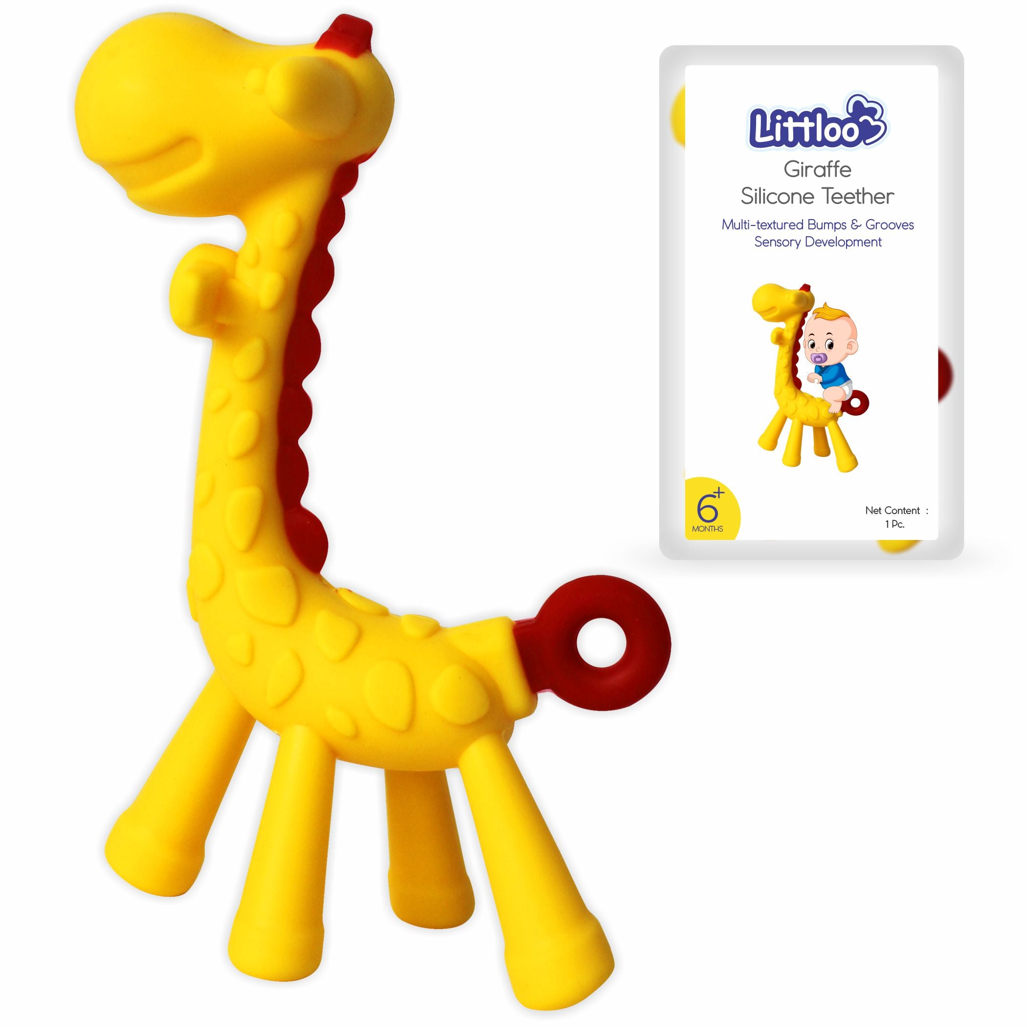 Littloo Baby Teether (Pack of 2): Delightful, Natural Relief for Tiny Gums (Giraffe Teether Yellow) - Littloo
