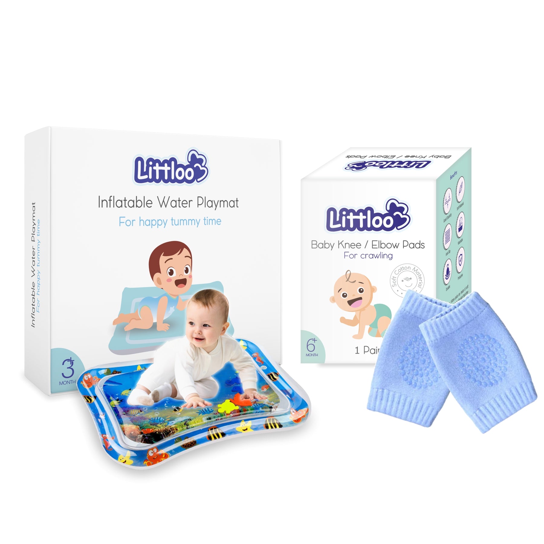 Water Play Mat and Knee Pad (Blue) Combo - Littloo