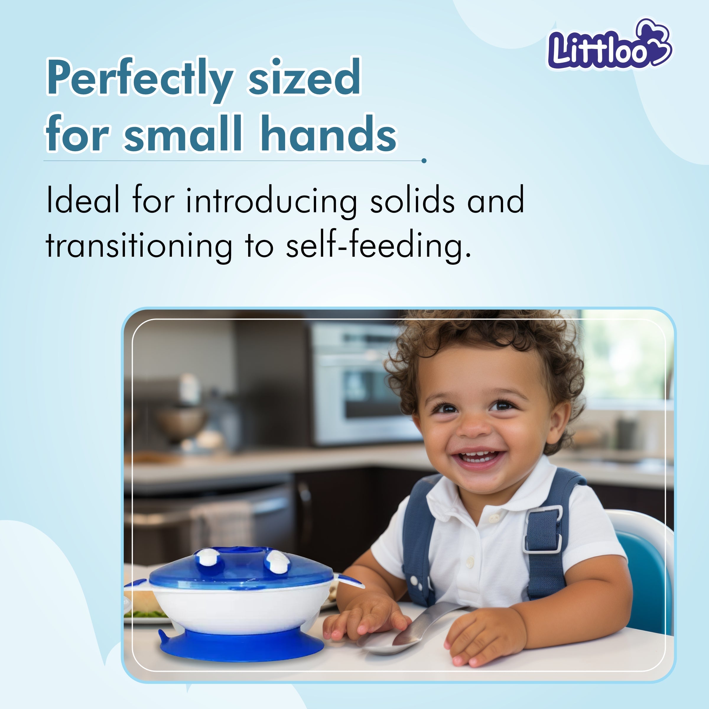 Littloo Feeding Bowl with Fork & Spoon | Blue - Littloo