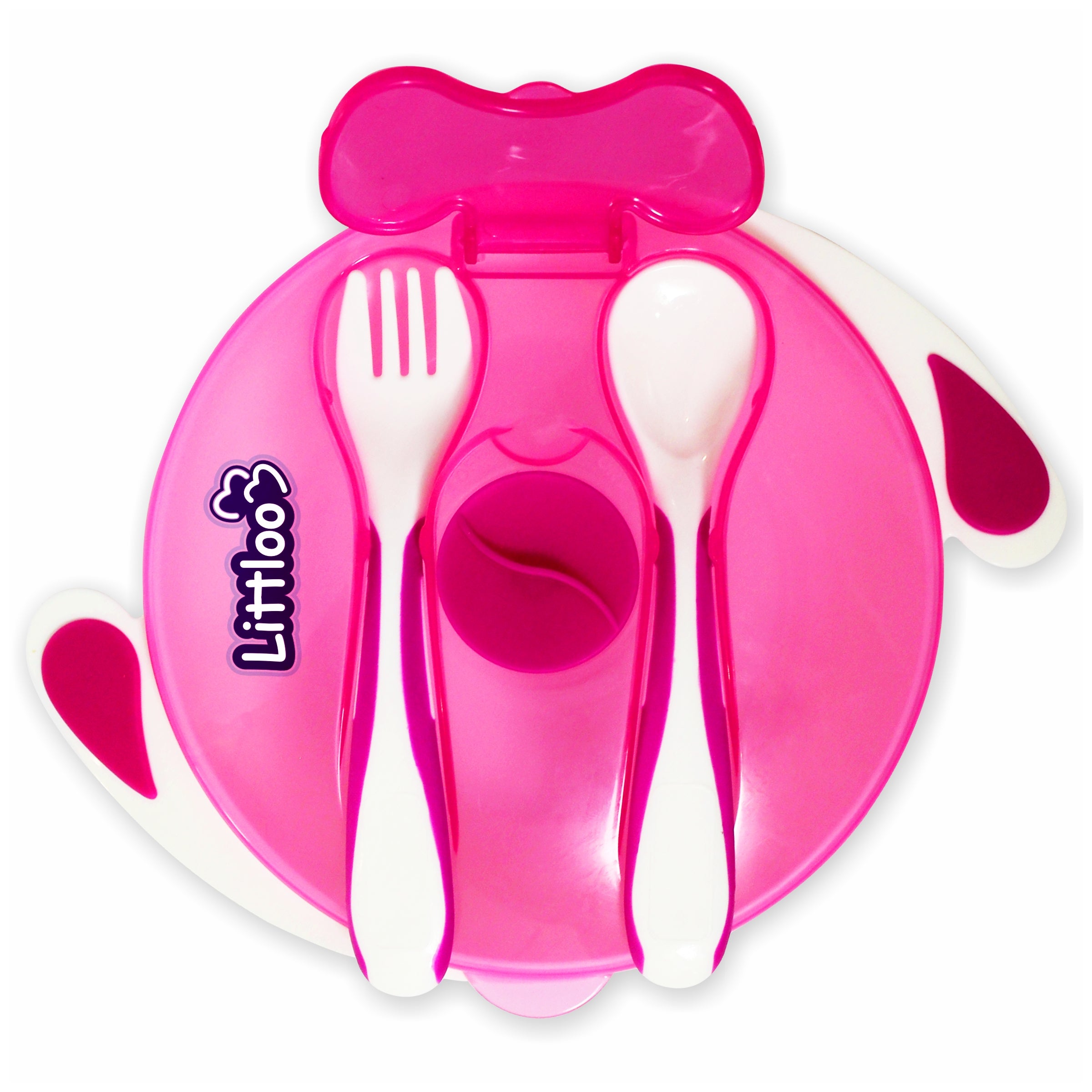 Littloo Feeding Bowl with Fork & Spoon | Pink - Littloo