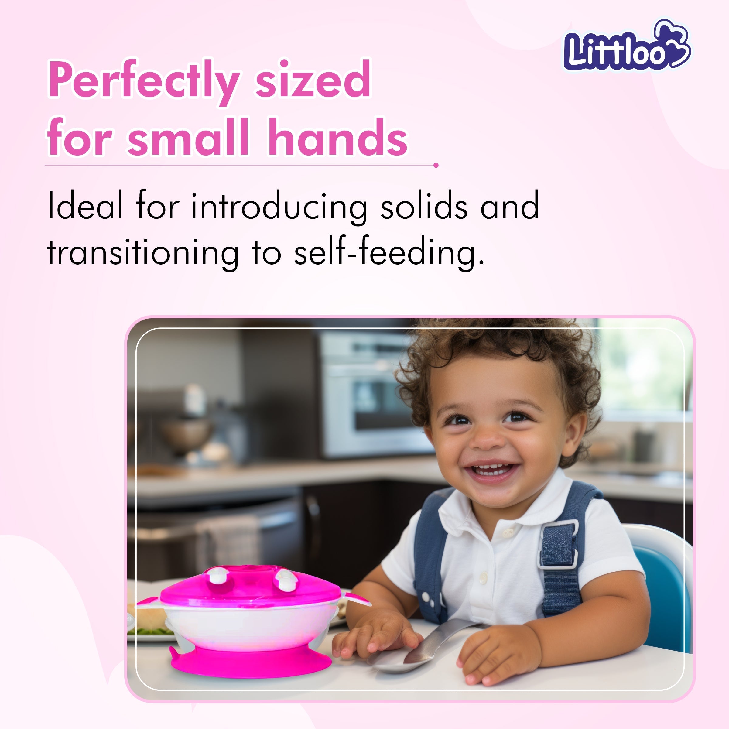 Littloo Feeding Bowl with Fork & Spoon | Pink - Littloo