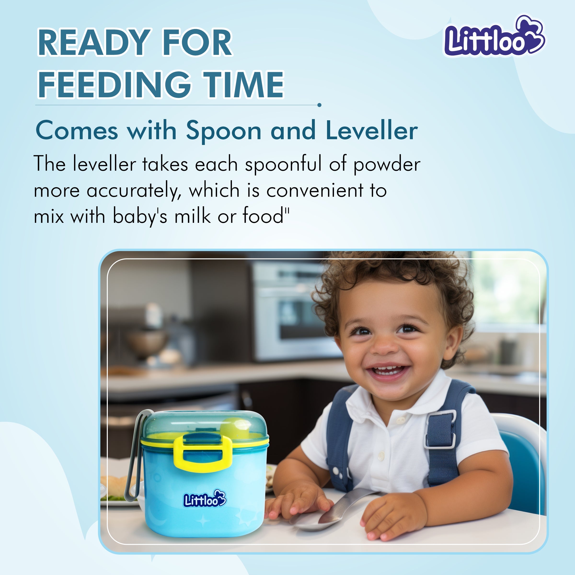 Littloo Baby Formula Box with Spoon and Fork | Blue - Littloo