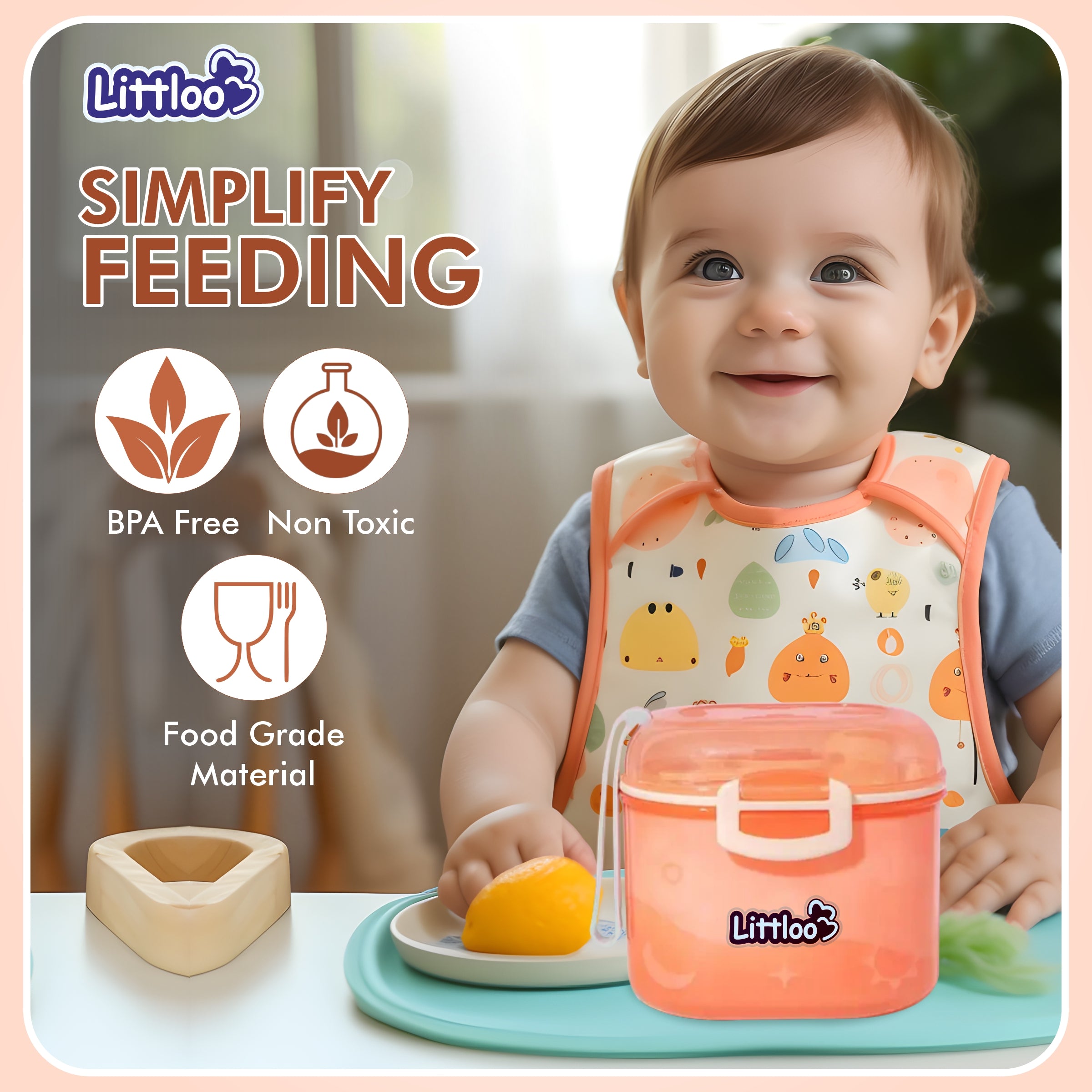 Littloo Baby Formula Box with Spoon and Fork | Pink - Littloo