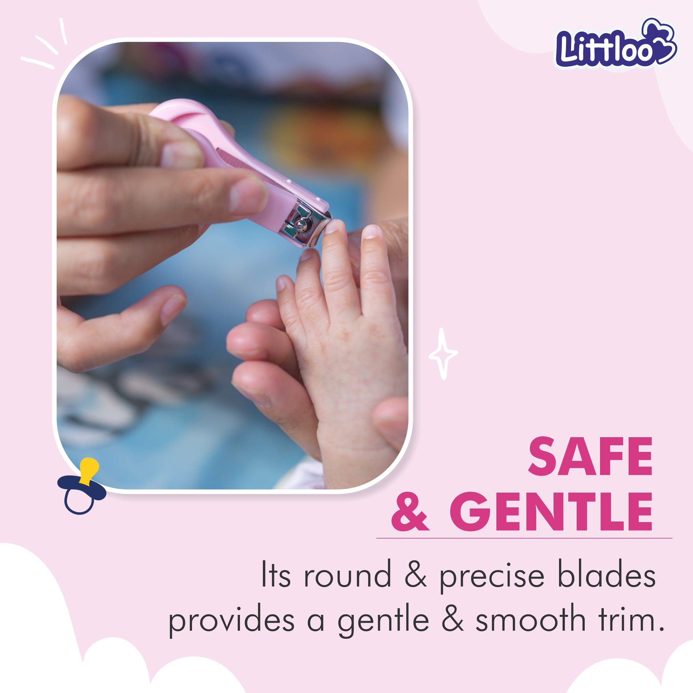 Littloo Baby Nail Clipper - Gentle and Precise Nail Care for Your Little One | Pink - Littloo