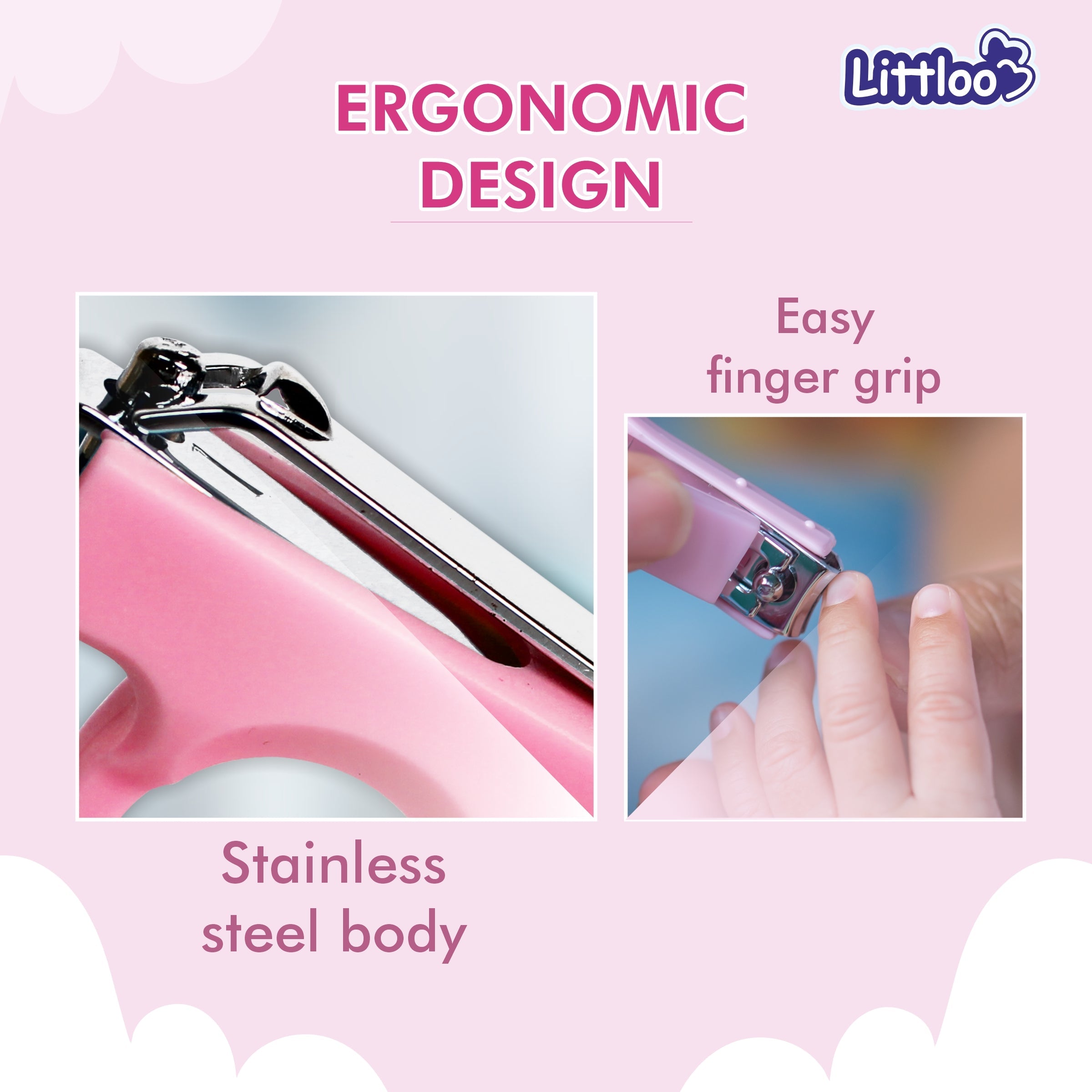 Littloo Baby Nail Clipper - Gentle and Precise Nail Care for Your Little One | Pink - Littloo